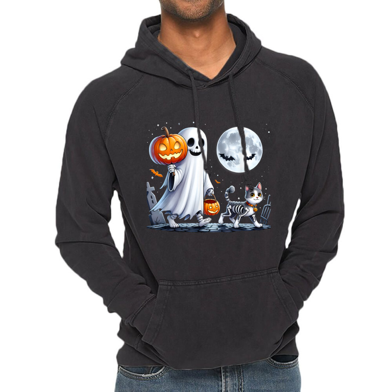 Halloween Ghost Cat Lovers Vintage Hoodie | Artistshot