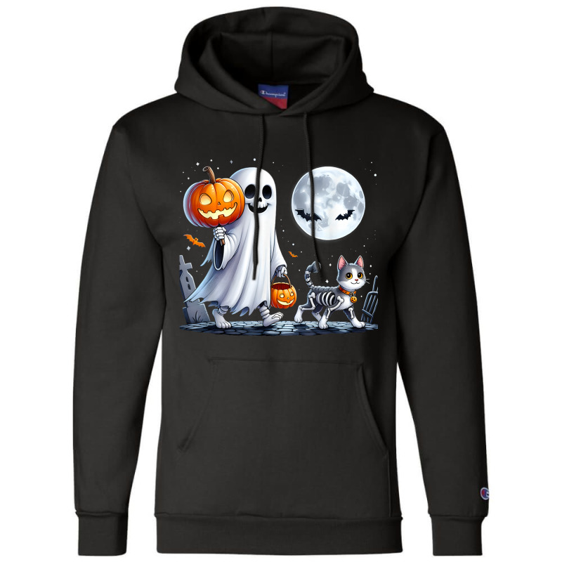 Halloween Ghost Cat Lovers Champion Hoodie | Artistshot