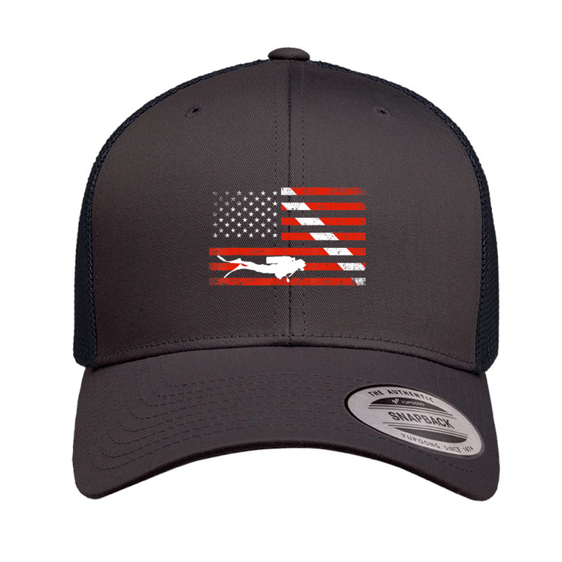 Diver Down Dive Flag Scuba Diving American Flag Retro Trucker Cap | Artistshot