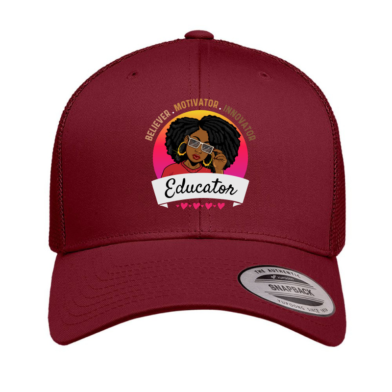 Believer Motivator Innovator Educator Melanin Black Teacher Long Sleev Retro Trucker Cap by cm-arts | Artistshot