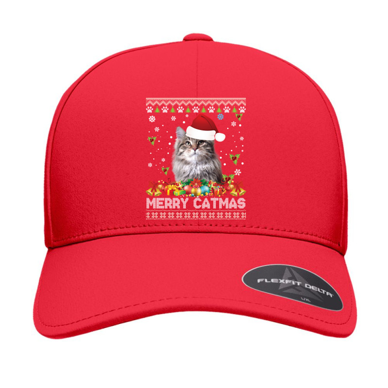 Merry Catmas Siberian Cat Ugly Sweater Christmas Santa Claus Long Slee Seamless Cap by hudizhowav | Artistshot