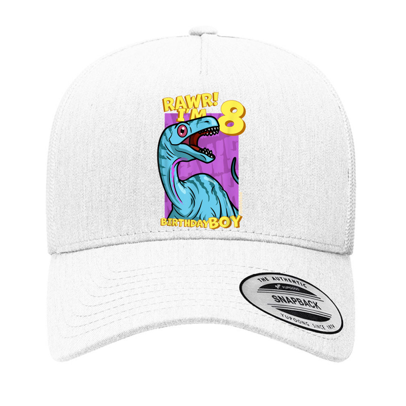 Rawr! I'm 8 Birthday Boys 8th Birthday Dino Noasaurus T Shirt Yupoong Trucker Cap | Artistshot