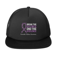 Break The Silence End The Violence Domestic Violence Ribbon Long Sleev Foam Snapback Hat | Artistshot