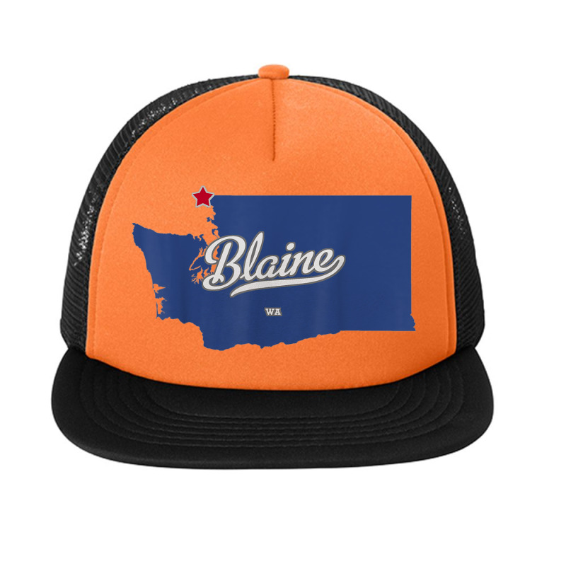 Blaine Washington Wa Map Foam Snapback Hat | Artistshot