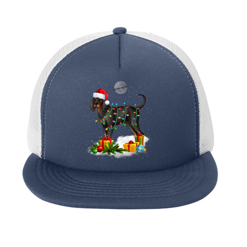 Funny Black And Tan Coonhound Dog Christmas Lights Santa Foam Snapback hat by Clinical | Artistshot