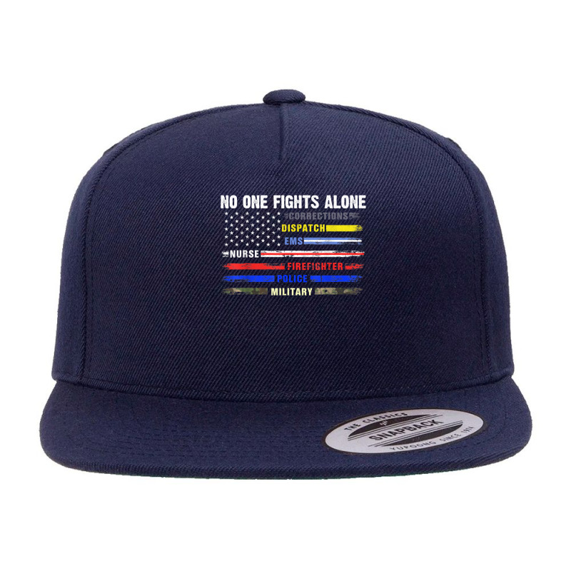 No-one Fight Alone First-responder Heroes Usa American Flag 5 panel snapback cap by ToraHernton | Artistshot