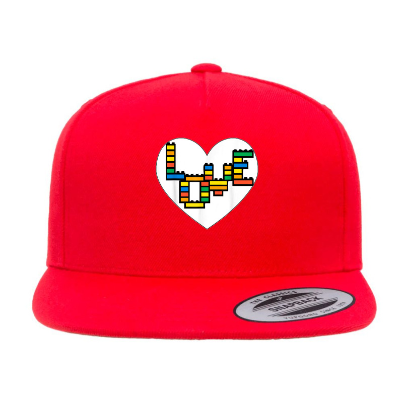 Valentines Day Love Heart Building Block Bricks Toys 5 Panel Snapback Cap | Artistshot