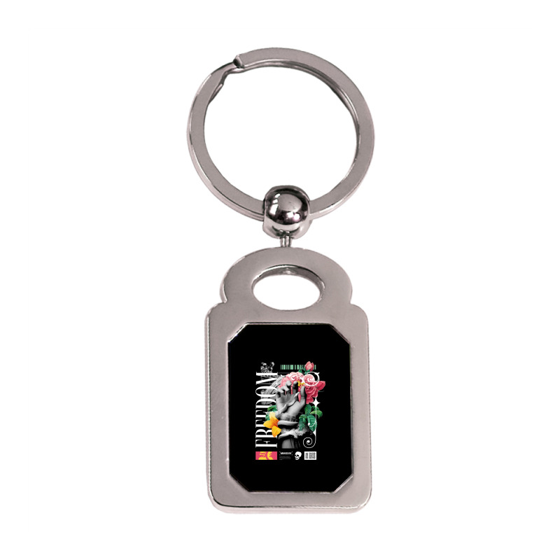 Freedom Hand Snake Silver Rectangle Keychain | Artistshot