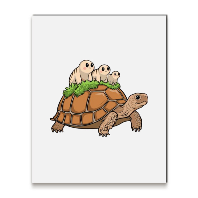 Tortoise Carrying Tardigrade Family On Flexfit Fit Metal Print Vertical | Artistshot