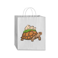 Tortoise Carrying Tardigrade Family On Flexfit Fit Traveler Paper Bag -13 X 6 X 15 3/4 | Artistshot