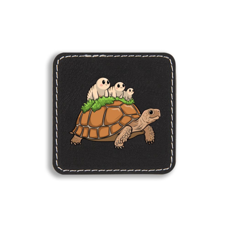 Tortoise Carrying Tardigrade Family On Flexfit Fit Square Leatherette Patch | Artistshot