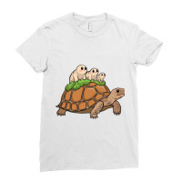 Tortoise Carrying Tardigrade Family On Flexfit Fit Ladies Fitted T-shirt | Artistshot