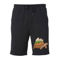 Tortoise Carrying Tardigrade Family On Flexfit Fit Fleece Short | Artistshot