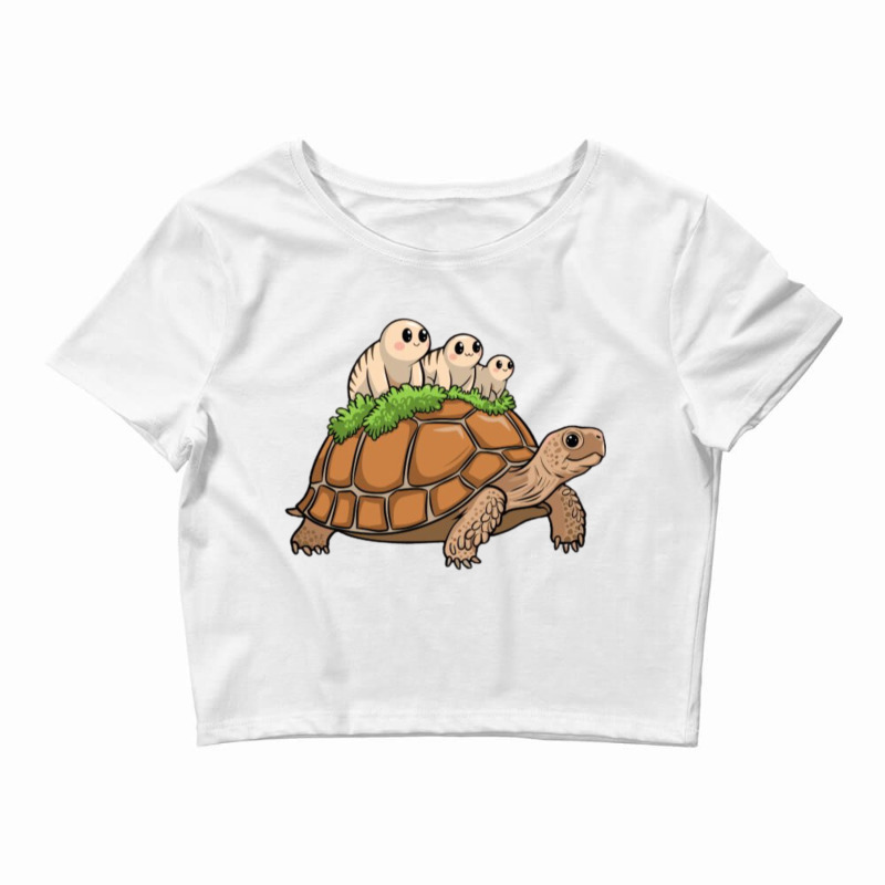 Tortoise Carrying Tardigrade Family On Flexfit Fit Crop Top by Teresa Simmons | Artistshot