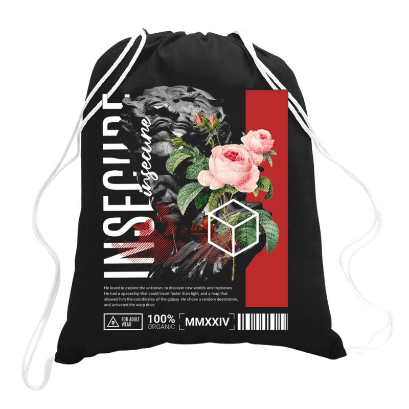 Insecure Floral Statue Drawstring Bags | Artistshot