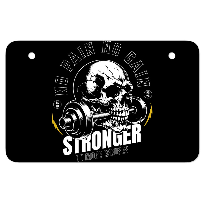 No Pain No Gain Atv License Plate | Artistshot