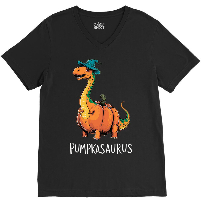 Pumpkasaurus V-neck Tee | Artistshot