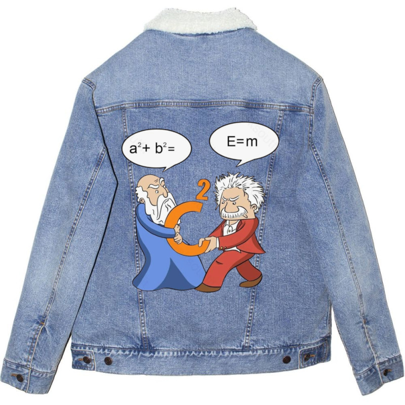 Geek Nerdy Pythagoras Vs Einstein Unisex Sherpa-lined Denim Jacket | Artistshot