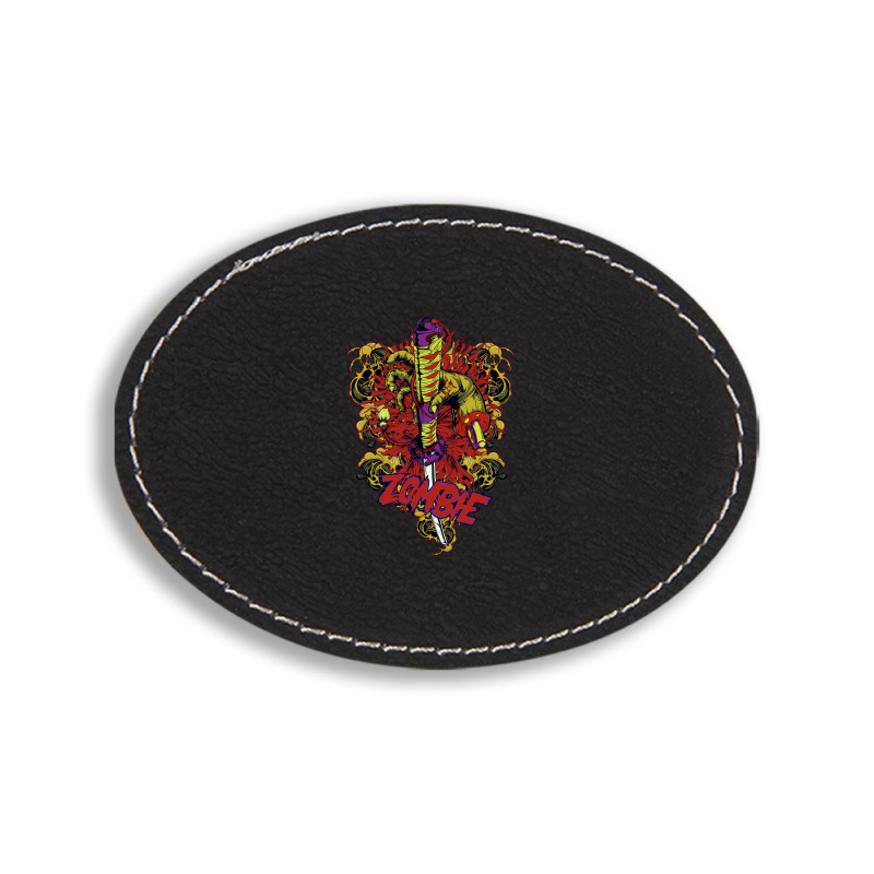 Skull, Skulls, Skeleton, Zombie Oval Leatherette Patch | Artistshot