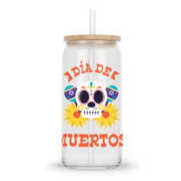 Dia De Muertos, Skull, Skeleton, Flowers Glass Tumbler | Artistshot