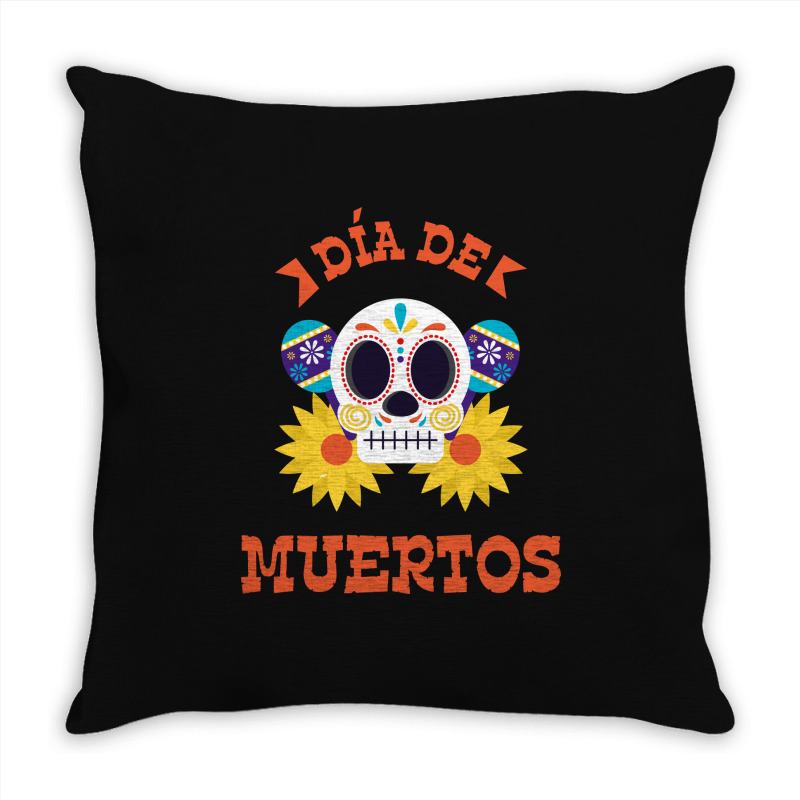 Dia De Muertos, Skull, Skeleton, Flowers Throw Pillow | Artistshot