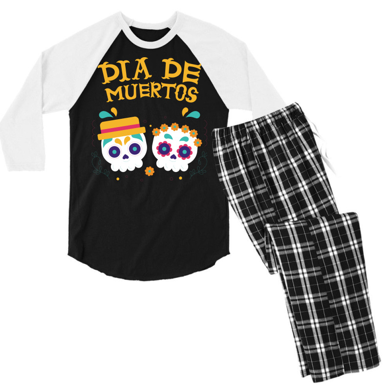 Dia De Muertos, Skull, Skeleton Men's 3/4 Sleeve Pajama Set | Artistshot