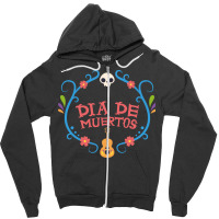 Dia De Muertos, Skull, Skulls, Skeleton, Guitar Zipper Hoodie | Artistshot