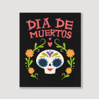 Dia De Muertos, Skull, Skulls, Skeleton, Flowers Portrait Canvas Print | Artistshot