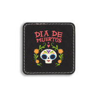 Dia De Muertos, Skull, Skulls, Skeleton, Flowers Square Leatherette Patch | Artistshot