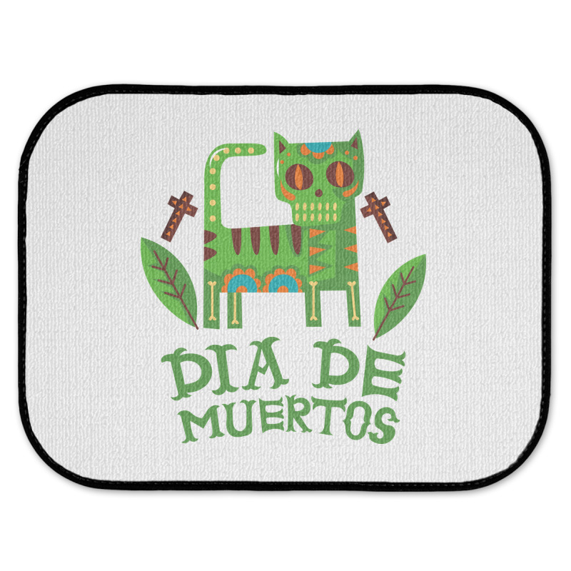 Dia De Muertos, Cat, Cats, Skull, Skulls, Skeleton Rear Car Mat | Artistshot