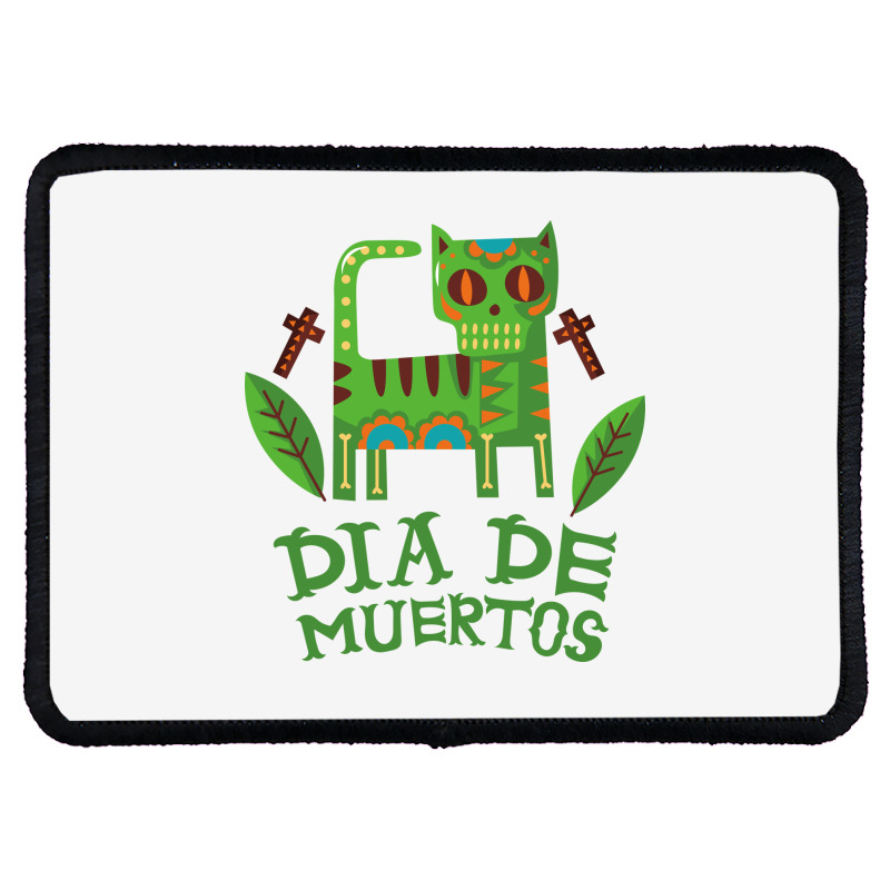 Dia De Muertos, Cat, Cats, Skull, Skulls, Skeleton Rectangle Patch | Artistshot