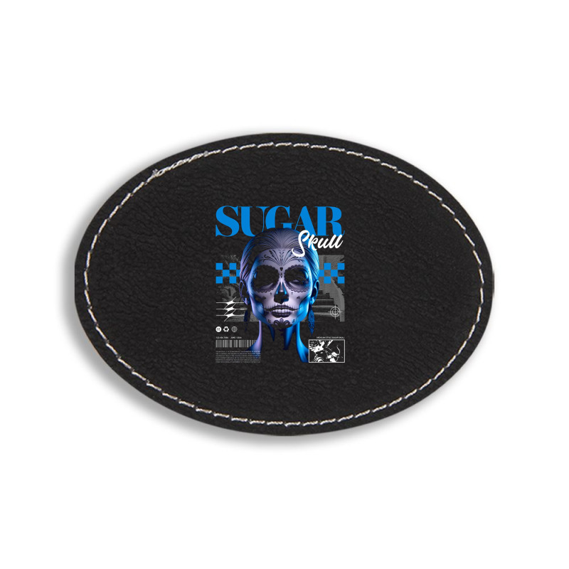 Sugar Skull Girl Oval Leatherette Patch | Artistshot