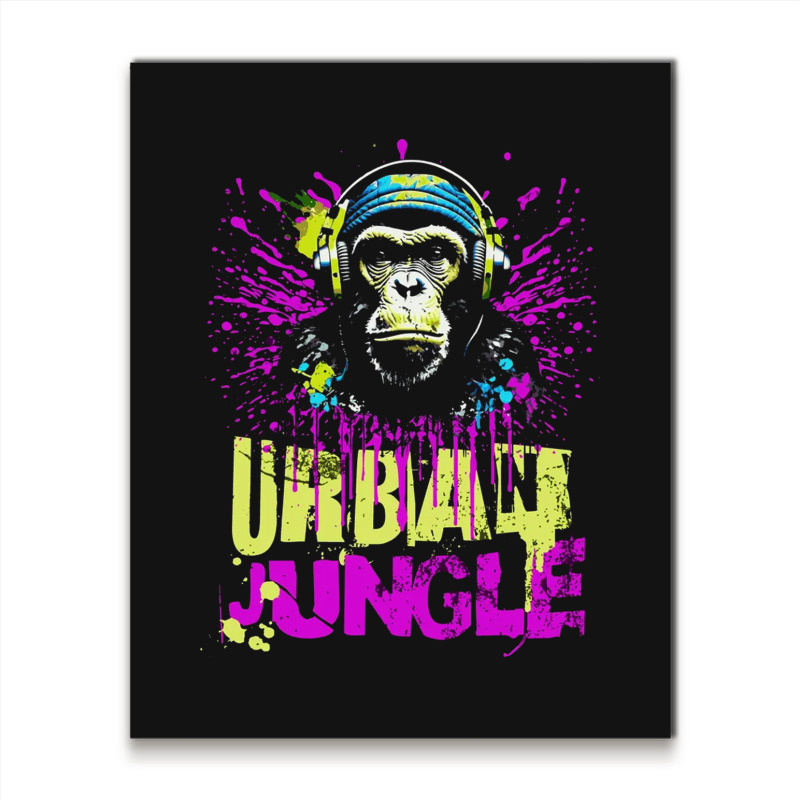 Urban Jungle Monkey In Headphones Street Art Metal Print Vertical | Artistshot