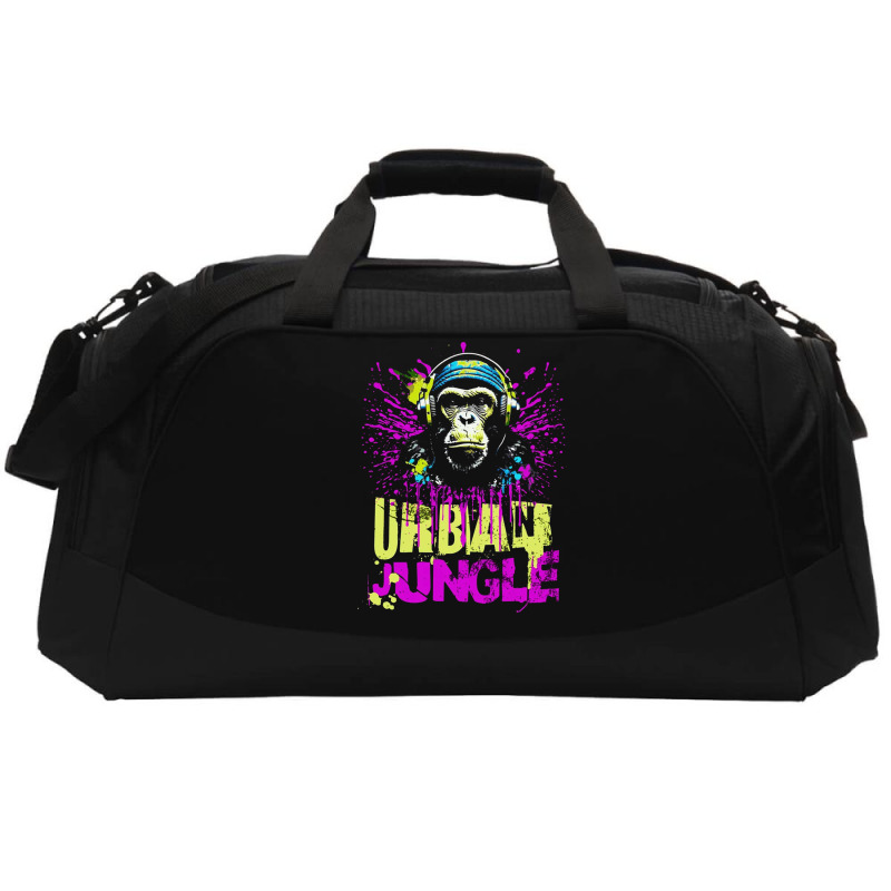 Urban Jungle Monkey In Headphones Street Art Active Duffel | Artistshot