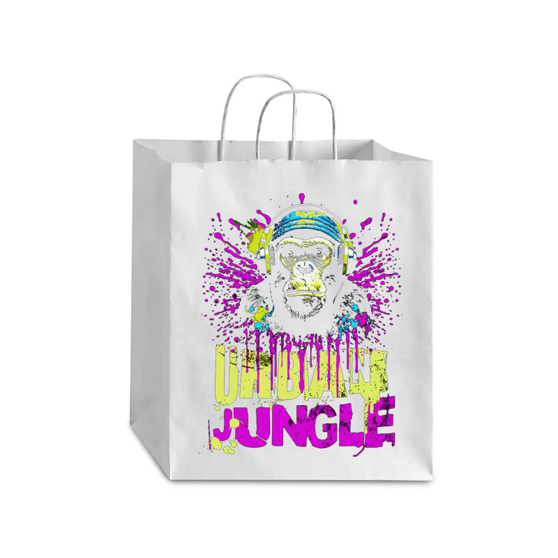 Urban Jungle Monkey In Headphones Street Art Debie Paper Bag - 10 X 5 X 13 | Artistshot