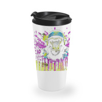 Urban Jungle Monkey In Headphones Street Art Travel Mug | Artistshot