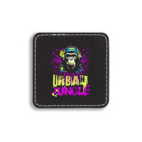 Urban Jungle Monkey In Headphones Street Art Square Leatherette Patch | Artistshot