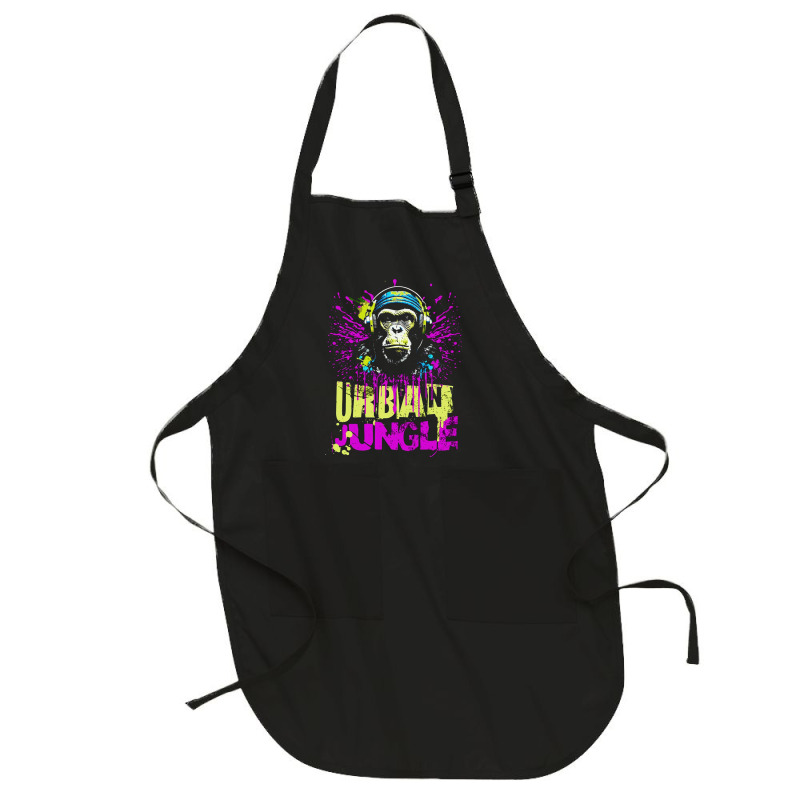 Urban Jungle Monkey In Headphones Street Art Full-length Apron | Artistshot