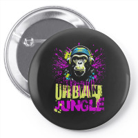 Urban Jungle Monkey In Headphones Street Art Pin-back Button | Artistshot