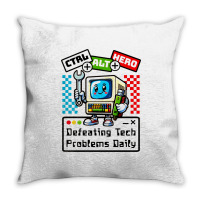 Retro Computer Master Cute Mascot Throw Pillow | Artistshot