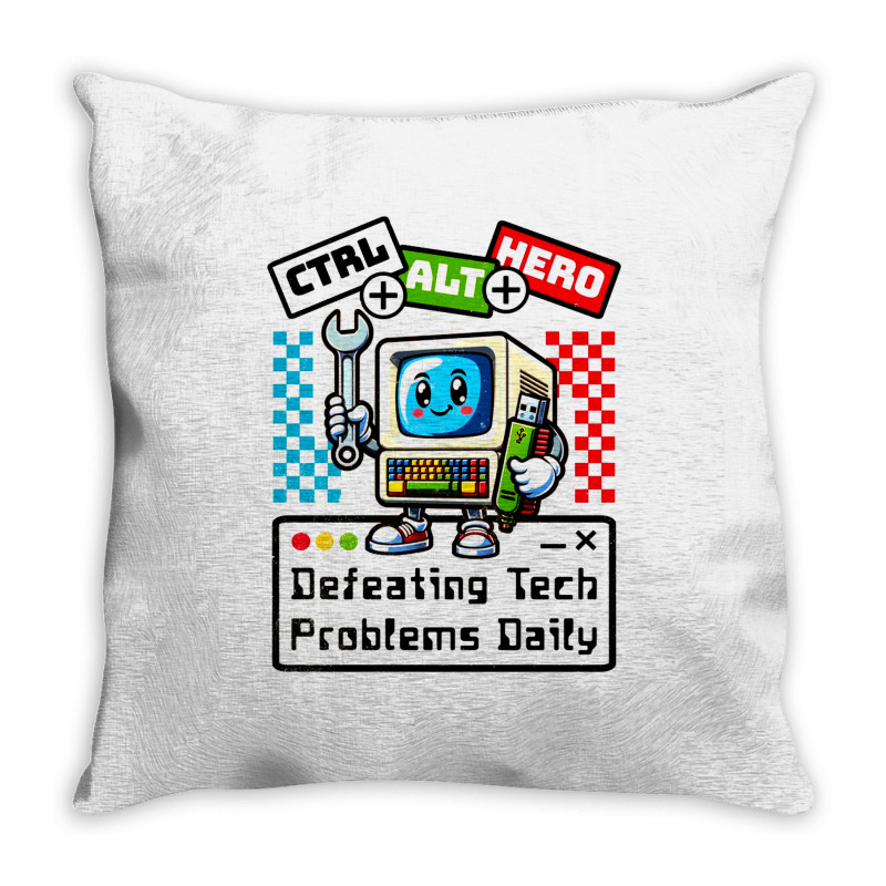 Retro Computer Master Cute Mascot Throw Pillow | Artistshot