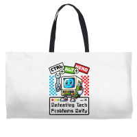 Retro Computer Master Cute Mascot Weekender Totes | Artistshot