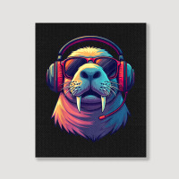 Dj Manatee Portrait Canvas Print | Artistshot