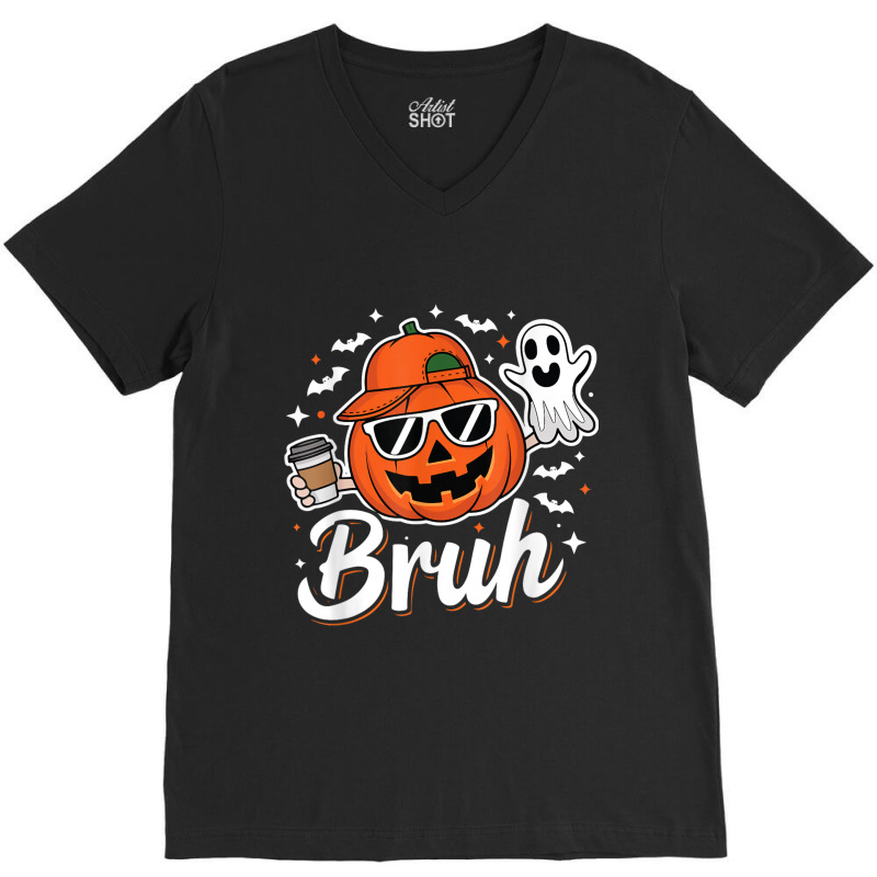 Funny Halloween Pumpkin Coffee V-neck Tee | Artistshot