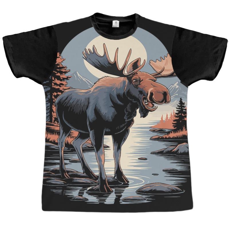 Moon Moose Graphic T-shirt | Artistshot