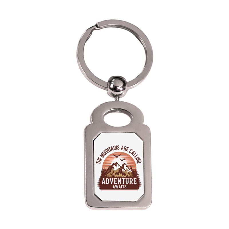 The Mountains Are Calling 3 Silver Rectangle Keychain | Artistshot