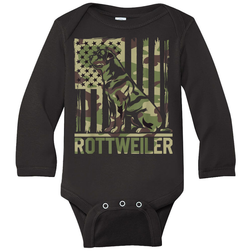 Rottweiler   Usa American Flag Camouflage Dog Owne Long Sleeve Baby Bodysuit | Artistshot