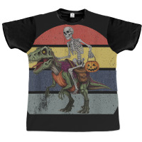 Skeleton Riding Mummy Dinosaur Halloween Graphic T-shirt | Artistshot