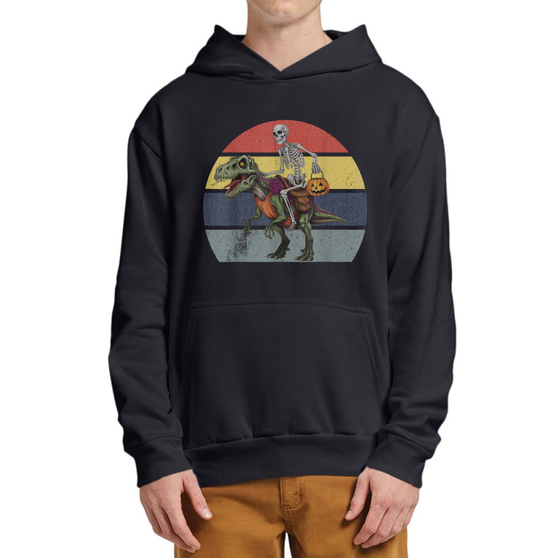 Skeleton Riding Mummy Dinosaur Halloween Urban Pullover Hoodie | Artistshot