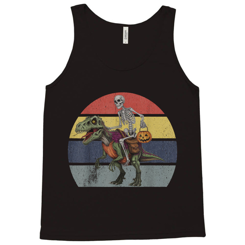 Skeleton Riding Mummy Dinosaur Halloween Tank Top | Artistshot